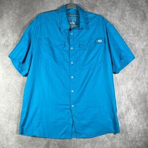 EAG Engineered Angling Gear Elite Fishing Shirt Mens Medium Blue‎ Button Up